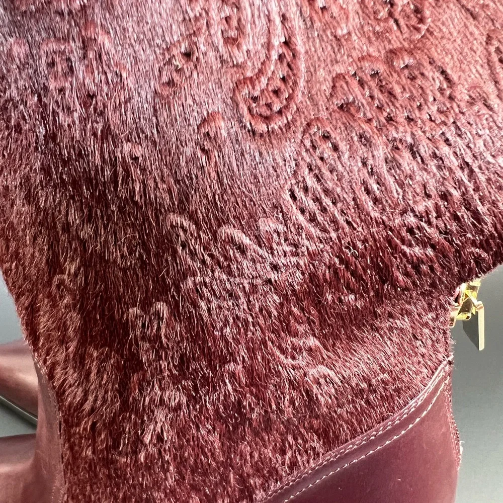 Bruno Magli Sophisticated Wine-Red Pointed High Heel Glam Ankle Boots Size 37